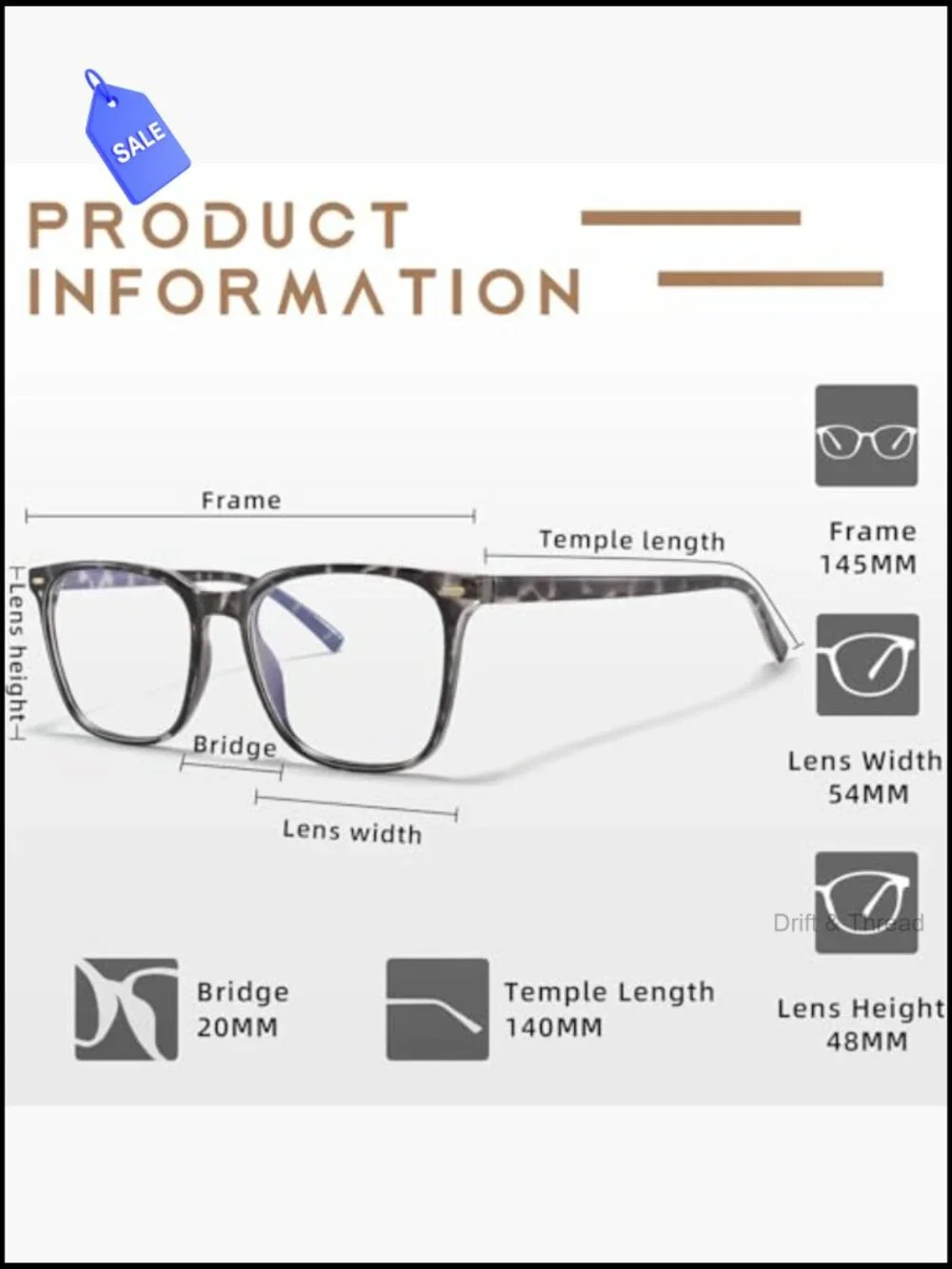 Oversized Square Blue Light Blocking Glasses for Women Men, Anti-Fatigue